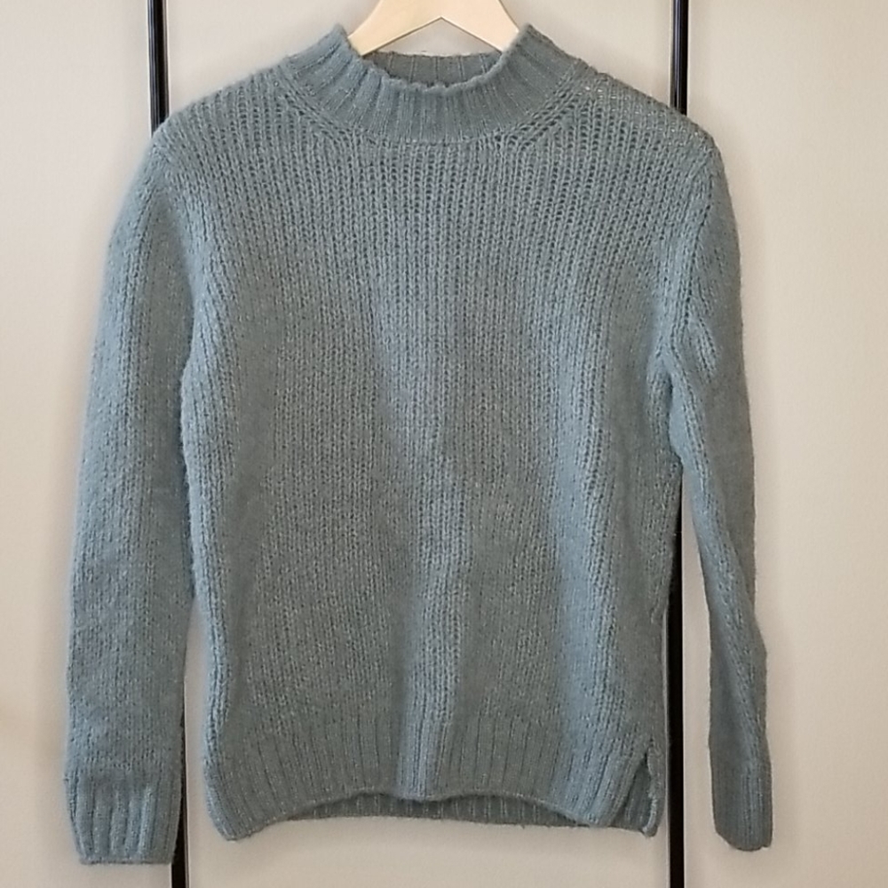 NWT Blue 100% alpaca mockneck sweater